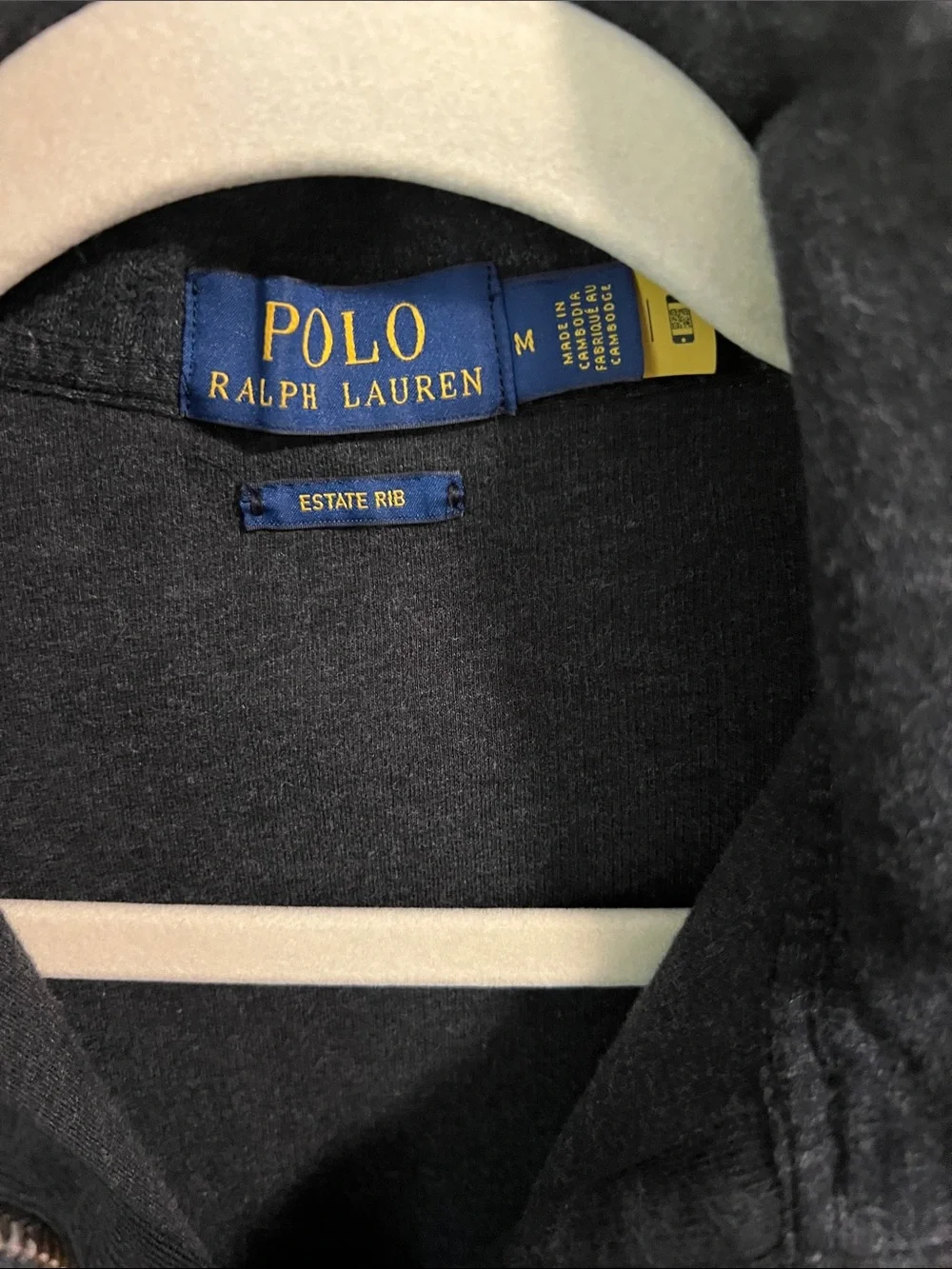 Polo by Ralph Lauren Dark Gray Quarter-Zip Pullover with Pink Pony Mens size Med